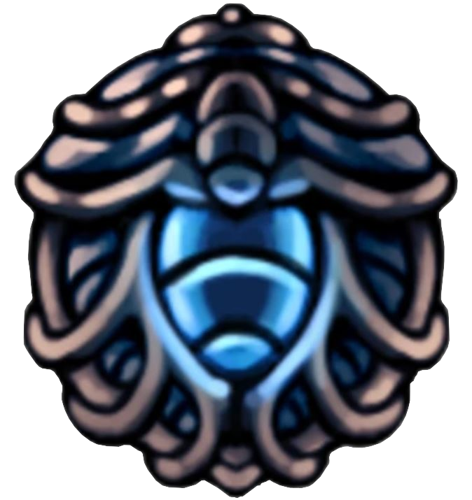 The lifeblood heart charm. It is ornate and has a blue gem in its center.