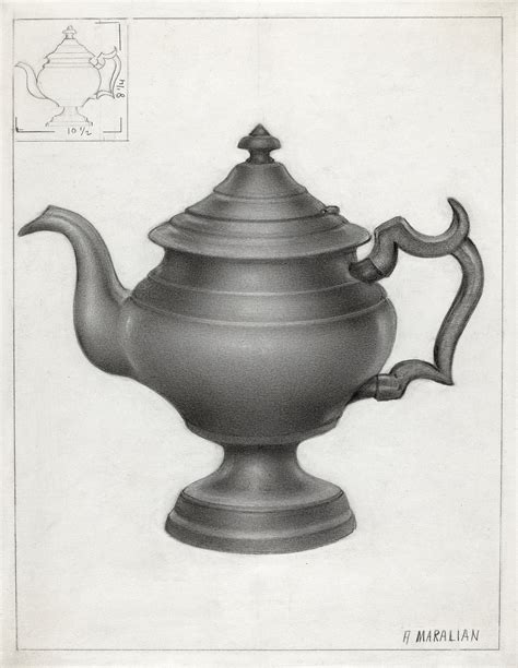 Antique pewter teapot